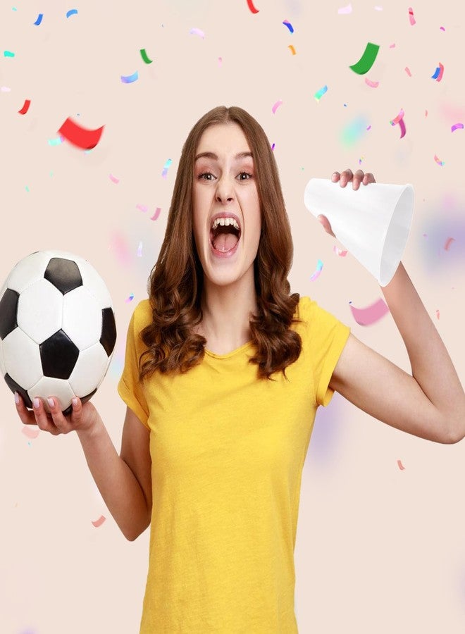 6 قطع من مكبرات الصوت للتشجيع في الحفلات، مكبر صوت بلاستيكي أبيض، ملحق يمكنك صنعه بنفسك للأنشطة المدرسية الخارجية، هدايا الحفلات، ألعاب المباريات الرياضية (6 قطع، أبيض) - Image 3